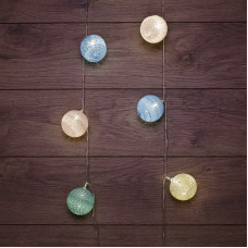 Тайские фонарики Пудра 1,5 м, прозрачный ПВХ, 10 LED, теплый белый, питание 2 х АА (батарейки не в комплекте)