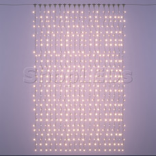 Светодиодный занавес (дождь)  SLN 2х3 м, теплый белый свет,статика, влагозащитный колпачок IP65, черный провод ПВХ