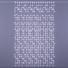 Светодиодный занавес (дождь)  SLN 2х3 м, белый свет, мерцающий, влагозащитный колпачок IP65, прозрачный провод ПВХ